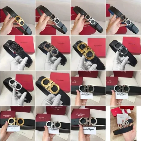 Leather belts with large metal buckles laid out beside red gift boxes